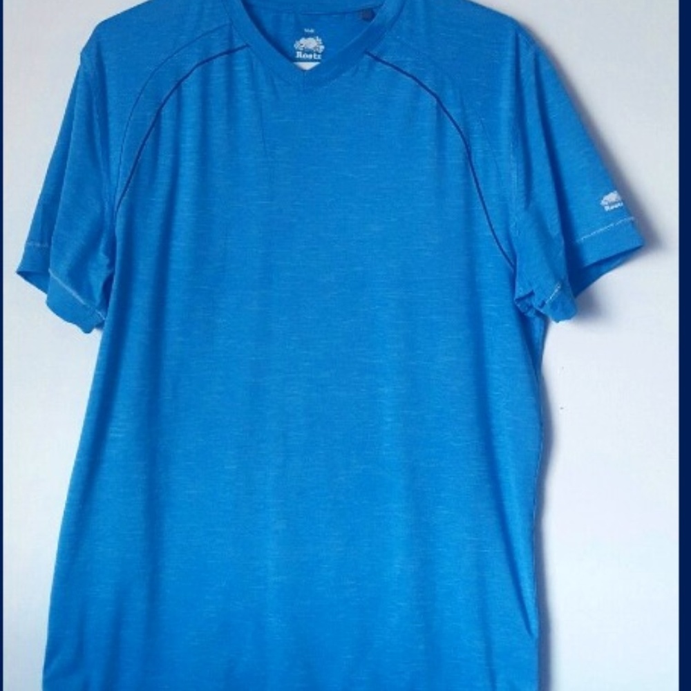 Roots Men's Shirt Blue Zipper pocket Sz M